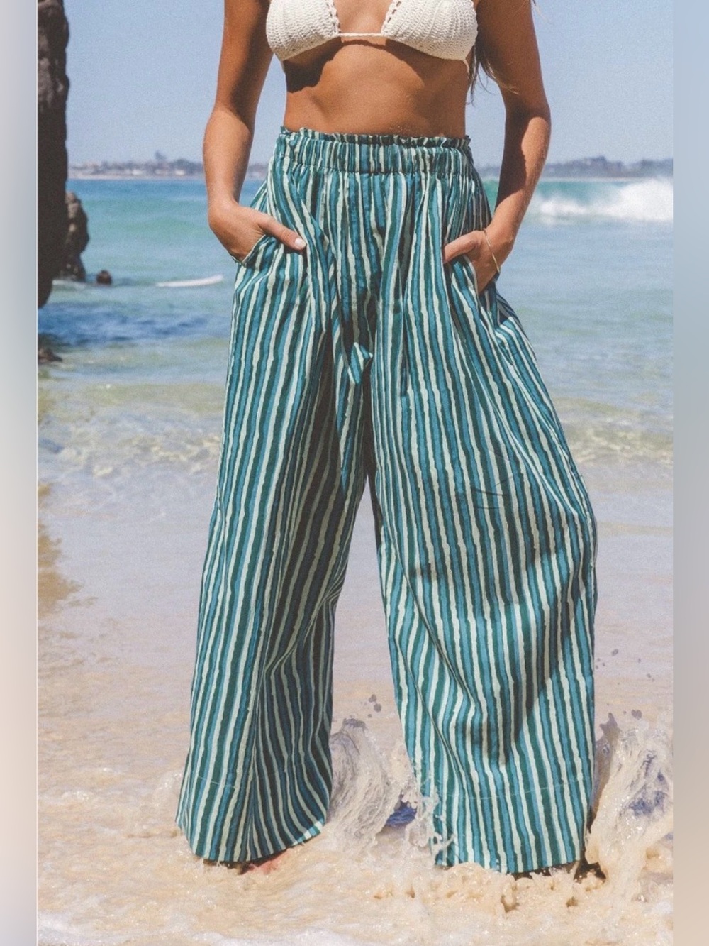 NWT Daughters of India Ria Pants Cyan Candy